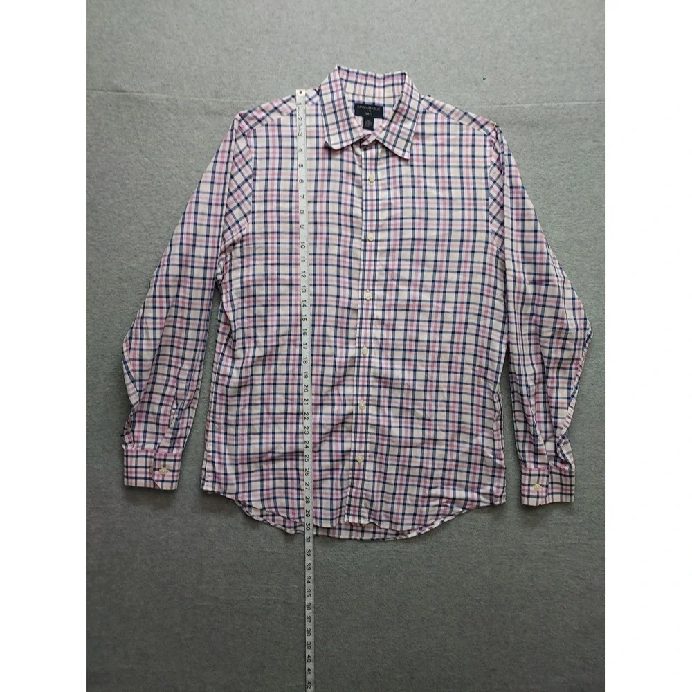 Banana Republic Men Shirt M Multicolor Plaid Button Down Long Sleeve Logo Casual
